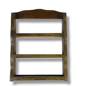 Vintage Wooden Spice Trinket Shelf Rack Wall Cottage Farmhouse rustic Orig Tag